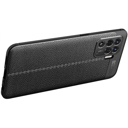 Oppo Reno 5 Lite Kılıf Deri Görünümlü Lüks Parmak İzi Bırakmaz Niss Silikon Kapak - Siyah