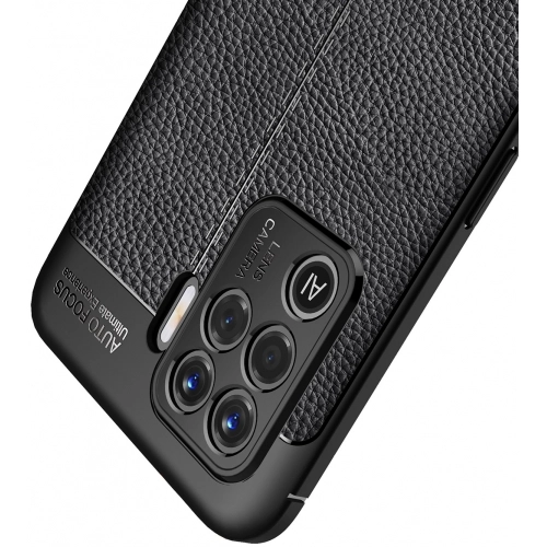 Oppo Reno 5 Lite Kılıf Deri Görünümlü Lüks Parmak İzi Bırakmaz Niss Silikon Kapak - Siyah