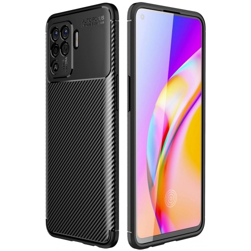 Oppo Reno 5 Lite Kılıf Silikon Parmak İzi Bırakmayan Karbon Soft Negro Kapak - Siyah