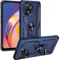 Oppo Reno 5 Lite Kılıf Silikon Zırhlı Standlı Yüzüklü Mıknatıslı Tank Kapak - Lacivert
