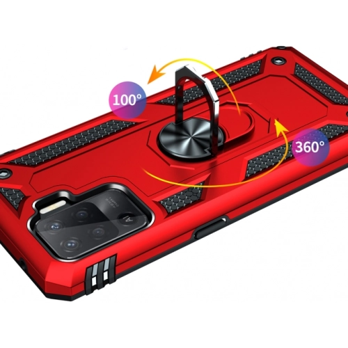 Oppo Reno 5 Lite Kılıf Silikon Zırhlı Standlı Yüzüklü Mıknatıslı Tank Kapak - Siyah