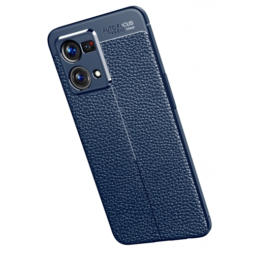 Oppo Reno 7 Kılıf Deri Görünümlü Lüks Parmak İzi Bırakmaz Niss Silikon Kapak - Lacivert