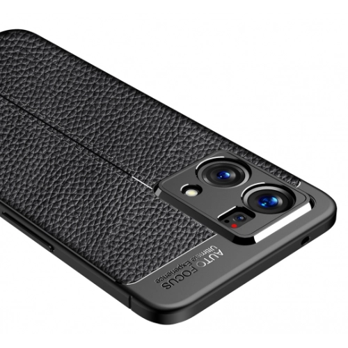 Oppo Reno 7 Kılıf Deri Görünümlü Lüks Parmak İzi Bırakmaz Niss Silikon Kapak - Siyah