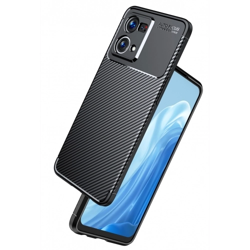 Oppo Reno 7 Kılıf Silikon Parmak İzi Bırakmayan Karbon Soft Negro Kapak - Siyah