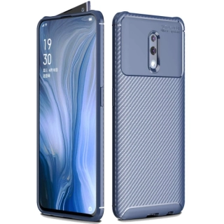 Oppo Reno Kılıf Silikon Parmak İzi Bırakmayan Karbon Soft Negro Kapak - Lacivert