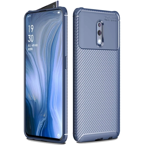 Oppo Reno Kılıf Silikon Parmak İzi Bırakmayan Karbon Soft Negro Kapak - Lacivert