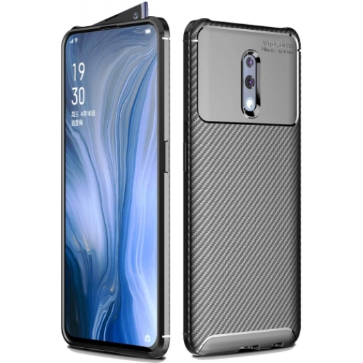 Oppo Reno Kılıf Silikon Parmak İzi Bırakmayan Karbon Soft Negro Kapak - Siyah