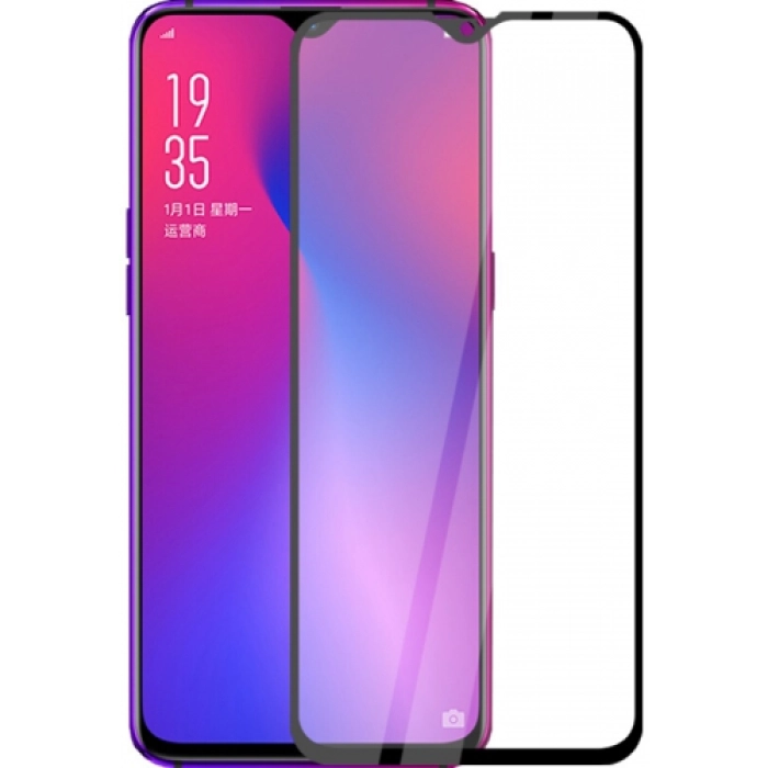 Oppo Reno Z Kırılmaz Cam Tam Kapatan Kenarları Kırılmaya Dayanıklı Cam Ekran Koruyucu - Siyah