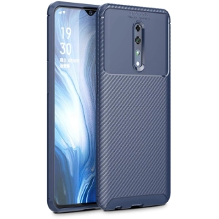Oppo Reno Z Kılıf Silikon Parmak İzi Bırakmayan Karbon Soft Negro Kapak - Lacivert