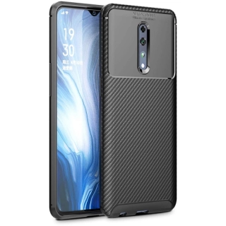 Oppo Reno Z Kılıf Silikon Parmak İzi Bırakmayan Karbon Soft Negro Kapak - Siyah