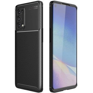 Oppo Reno 5 Kılıf Silikon Parmak İzi Bırakmayan Karbon Soft Negro Kapak - Siyah