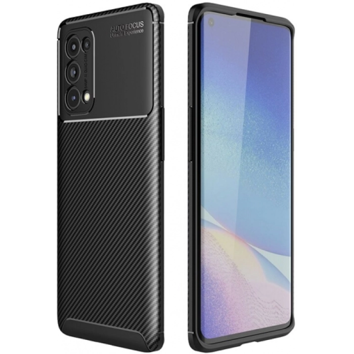Oppo Reno 5 Kılıf Silikon Parmak İzi Bırakmayan Karbon Soft Negro Kapak - Siyah