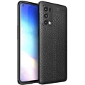 Oppo Reno 5 Kılıf Deri Görünümlü Lüks Parmak İzi Bırakmaz Niss Silikon Kapak - Siyah