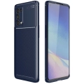 Oppo Reno 5 Pro Kılıf Silikon Parmak İzi Bırakmayan Karbon Soft Negro Kapak - Lacivert