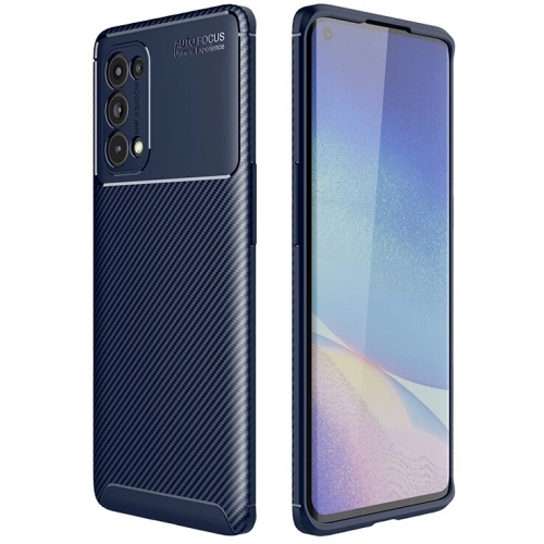 Oppo Reno 5 Pro Kılıf Silikon Parmak İzi Bırakmayan Karbon Soft Negro Kapak - Lacivert