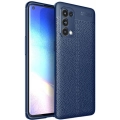Oppo Reno 5 Pro Kılıf Deri Görünümlü Lüks Parmak İzi Bırakmaz Niss Silikon Kapak - Lacivert