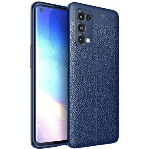 Oppo Reno 5 Pro Kılıf Deri Görünümlü Lüks Parmak İzi Bırakmaz Niss Silikon Kapak - Lacivert