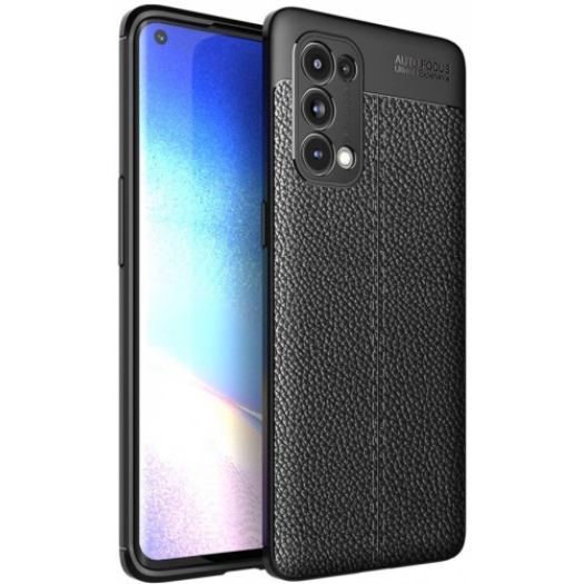 Oppo Reno 5 Pro Kılıf Deri Görünümlü Lüks Parmak İzi Bırakmaz Niss Silikon Kapak - Siyah