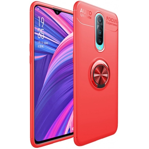 Oppo RX17 Pro Kılıf Renkli Silikon Yüzüklü Standlı Auto Focus Ravel Kapak - Kırmızı