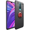 Oppo RX17 Pro Kılıf Renkli Silikon Yüzüklü Standlı Auto Focus Ravel Kapak - Kırmızı - Siyah