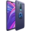 Oppo RX17 Pro Kılıf Renkli Silikon Yüzüklü Standlı Auto Focus Ravel Kapak - Mavi