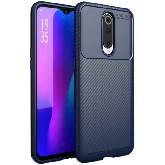 Oppo RX17 Pro Kılıf Silikon Parmak İzi Bırakmayan Karbon Soft Negro Kapak - Lacivert