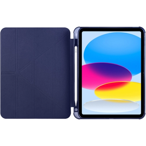 Apple iPad 10.9 2022 (10. Nesil) Tablet Kılıfı Standlı Tri Folding Kalemlikli Silikon Smart Cover - Kırmızı