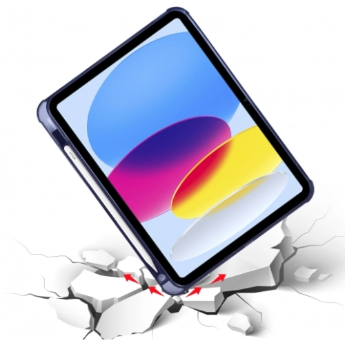 Apple iPad 10.9 2022 (10. Nesil) Tablet Kılıfı Standlı Tri Folding Kalemlikli Silikon Smart Cover - Kırmızı