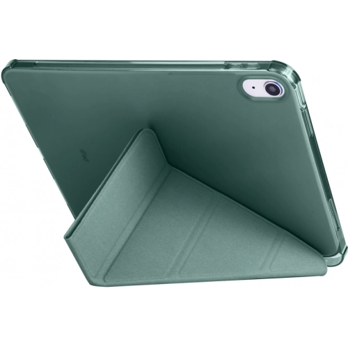 Apple iPad 10.9 2022 (10. Nesil) Tablet Kılıfı Standlı Tri Folding Kalemlikli Silikon Smart Cover - Koyu Yeşil