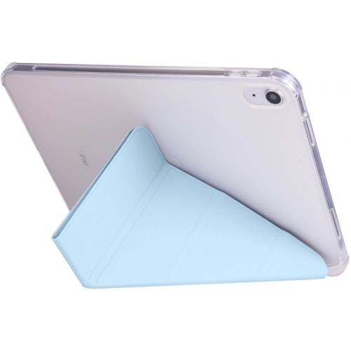 Apple iPad 10.9 2022 (10. Nesil) Tablet Kılıfı Standlı Tri Folding Kalemlikli Silikon Smart Cover - Mavi