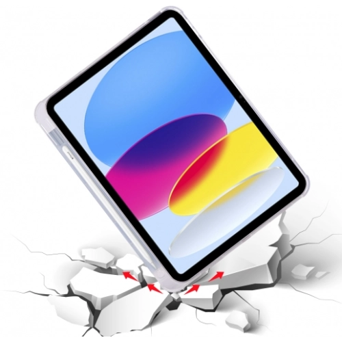 Apple iPad 10.9 2022 (10. Nesil) Tablet Kılıfı Standlı Tri Folding Kalemlikli Silikon Smart Cover - Mavi