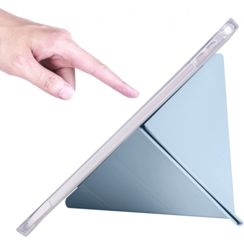 Apple iPad 10.9 2022 (10. Nesil) Tablet Kılıfı Standlı Tri Folding Kalemlikli Silikon Smart Cover - Mavi