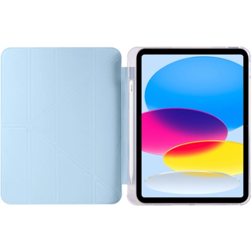 Apple iPad 10.9 2022 (10. Nesil) Tablet Kılıfı Standlı Tri Folding Kalemlikli Silikon Smart Cover - Mavi