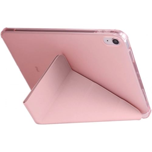 Apple iPad 10.9 2022 (10. Nesil) Tablet Kılıfı Standlı Tri Folding Kalemlikli Silikon Smart Cover - Pembe