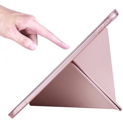 Apple iPad 10.9 2022 (10. Nesil) Tablet Kılıfı Standlı Tri Folding Kalemlikli Silikon Smart Cover - Pembe