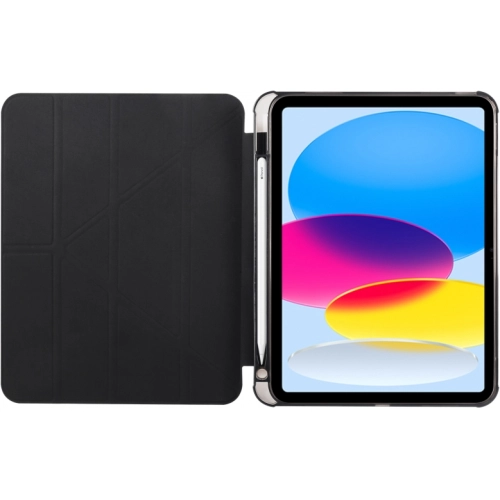 Apple iPad 10.9 2022 (10. Nesil) Tablet Kılıfı Standlı Tri Folding Kalemlikli Silikon Smart Cover - Siyah