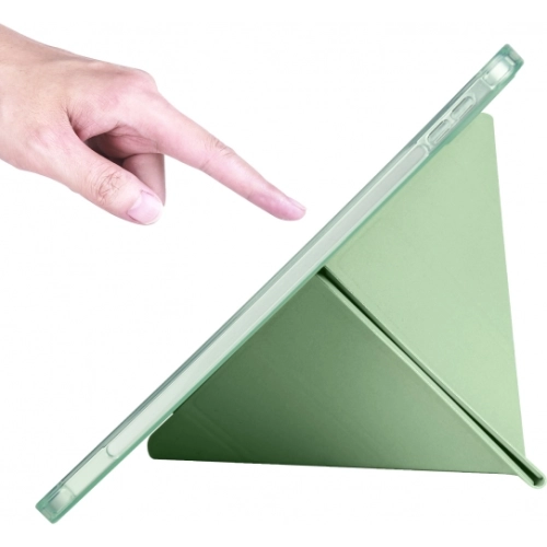 Apple iPad 10.9 2022 (10. Nesil) Tablet Kılıfı Standlı Tri Folding Kalemlikli Silikon Smart Cover - Yeşil