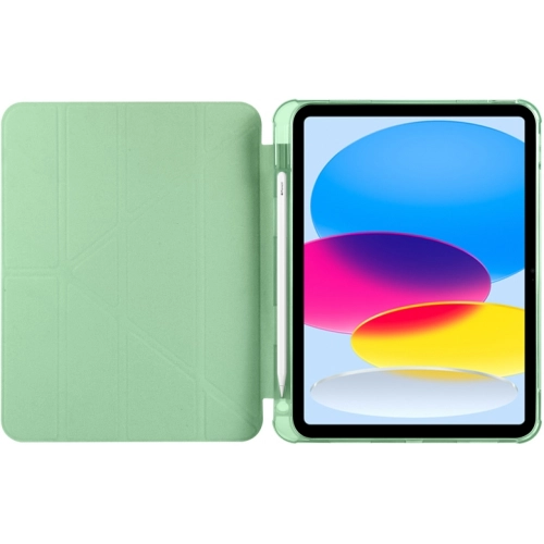 Apple iPad 10.9 2022 (10. Nesil) Tablet Kılıfı Standlı Tri Folding Kalemlikli Silikon Smart Cover - Yeşil