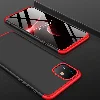 Apple iPhone 11 Kılıf 3 Parçalı 360 Tam Korumalı Rubber AYS Kapak  - Kırmızı - Siyah
