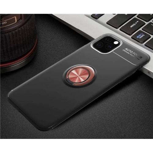 Apple iPhone 11 Kılıf Renkli Silikon Yüzüklü Standlı Auto Focus Ravel Kapak - Siyah