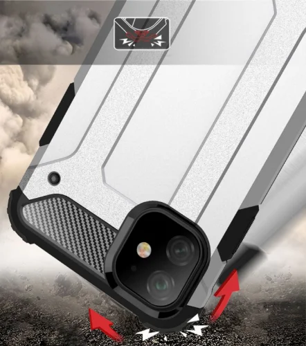 Apple iPhone 11 Kılıf Zırhlı Tank Crash Silikon Kapak - Kırmızı