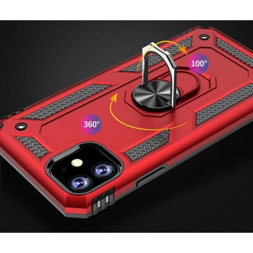 Apple iPhone 11 Kılıf Silikon Zırhlı Standlı Yüzüklü Mıknatıslı Tank Kapak - Siyah