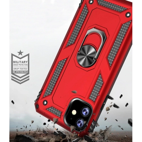 Apple iPhone 11 Kılıf Silikon Zırhlı Standlı Yüzüklü Mıknatıslı Tank Kapak - Siyah