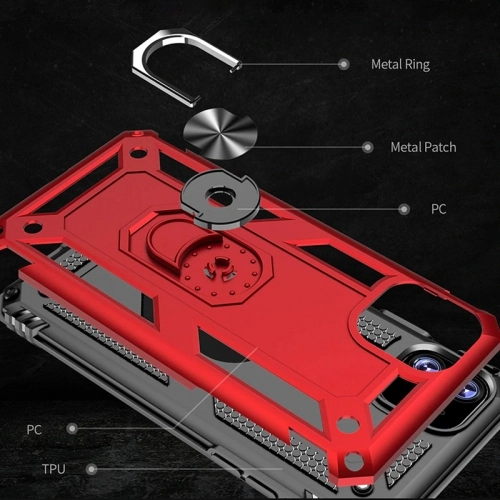 Apple iPhone 11 Kılıf Silikon Zırhlı Standlı Yüzüklü Mıknatıslı Tank Kapak - Gümüş