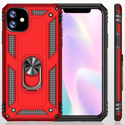 Apple iPhone 11 Kılıf Silikon Zırhlı Standlı Yüzüklü Mıknatıslı Tank Kapak - Siyah