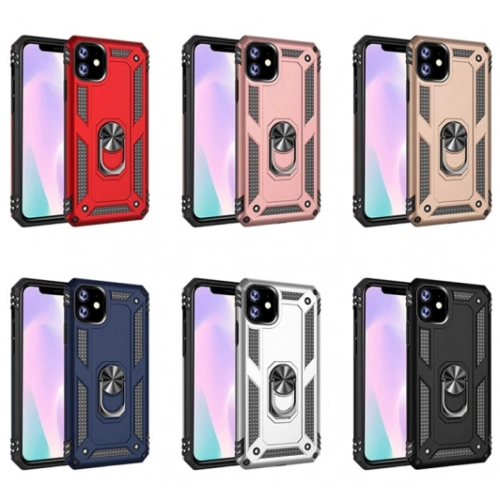 Apple iPhone 11 Kılıf Silikon Zırhlı Standlı Yüzüklü Mıknatıslı Tank Kapak - Gümüş