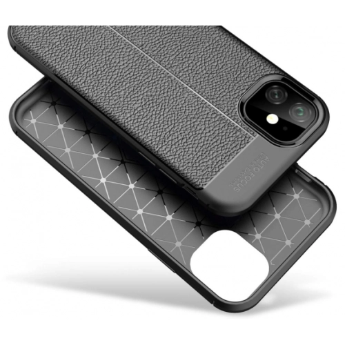 Apple iPhone 11 Kılıf Deri Görünümlü Lüks Parmak İzi Bırakmaz Niss Silikon Kapak - Lacivert