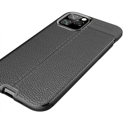 Apple iPhone 11 Pro Kılıf Deri Görünümlü Lüks Parmak İzi Bırakmaz Niss Silikon Kapak - Siyah