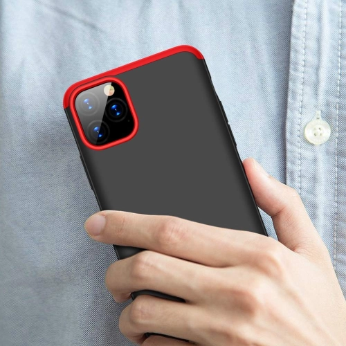 Apple iPhone 11 Pro Max Kılıf 3 Parçalı 360 Tam Korumalı Rubber AYS Kapak - Gold - Siyah