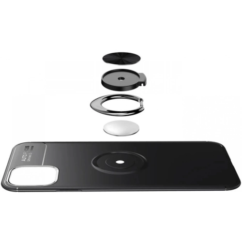 Apple iPhone 11 Pro Max Kılıf Renkli Silikon Yüzüklü Standlı Auto Focus Ravel Kapak - Mavi